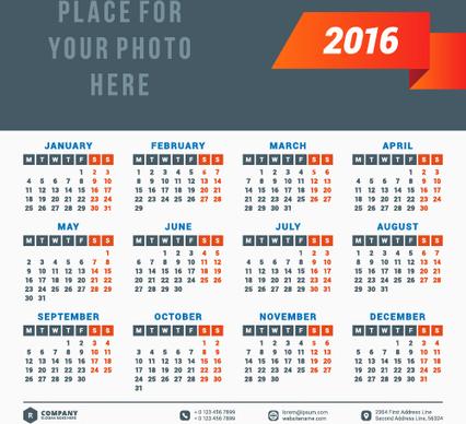 2016 company calendar creative design vector