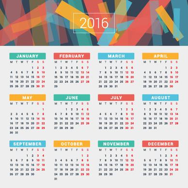 2016 company calendar creative design vector