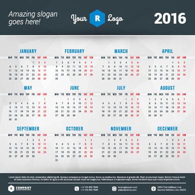 2016 company calendar creative design vector