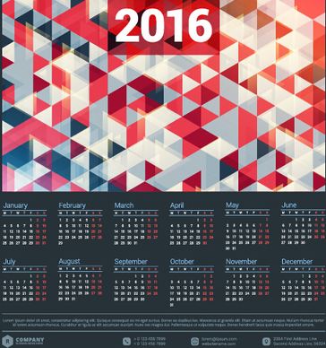 2016 company calendar creative design vector