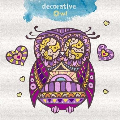 floral decorative owl vector