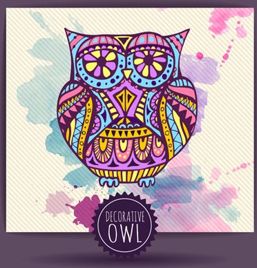 floral decorative owl vector