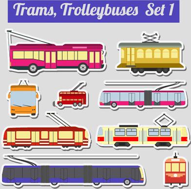 set of transportation stickers vector