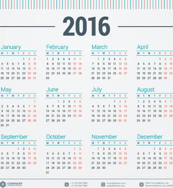 2016 company calendar creative design vector