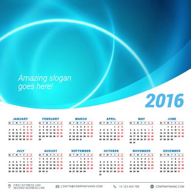 2016 company calendar creative design vector