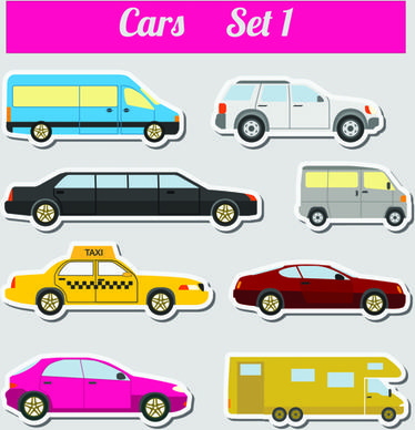 set of transportation stickers vector