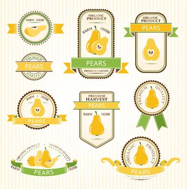 delicate fruits labels vector set