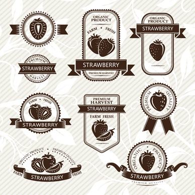 delicate fruits labels vector set