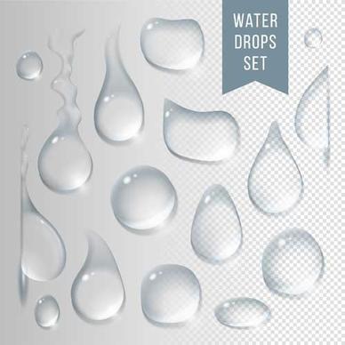 crystal clear water drops vector illustration