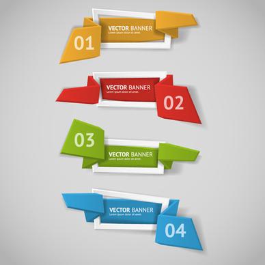 origami business banners with numbered vector