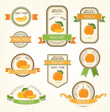 delicate fruits labels vector set