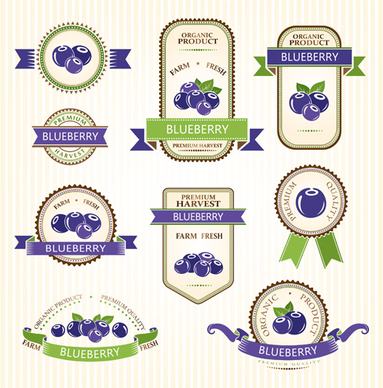 delicate fruits labels vector set