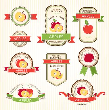 delicate fruits labels vector set