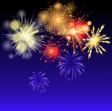 brilliant holiday fireworks vectors set