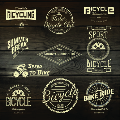 vintage badges with labels and wood background vector