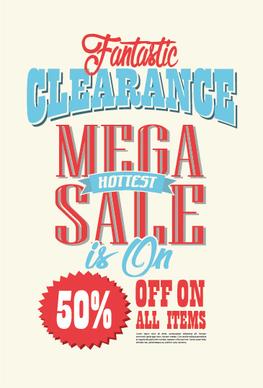 mega sale advertising poster retro vector