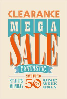 mega sale advertising poster retro vector