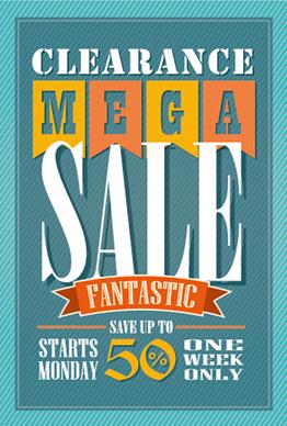 mega sale advertising poster retro vector