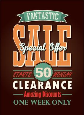 mega sale advertising poster retro vector