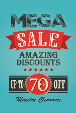 mega sale advertising poster retro vector