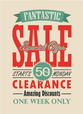 mega sale advertising poster retro vector