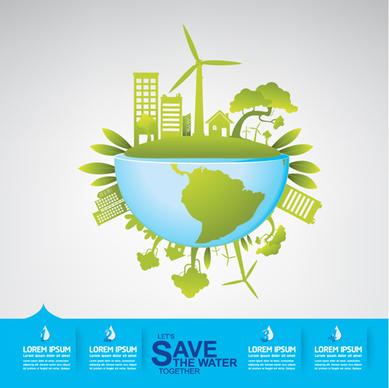 save water infographics template vector