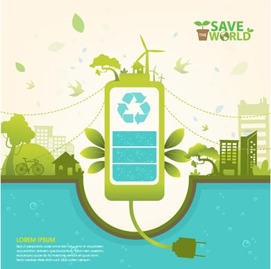 save world eco infographics template vector