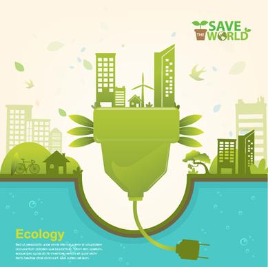 save world eco infographics template vector