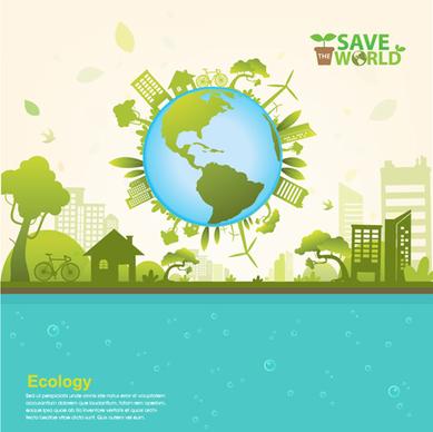 save world eco infographics template vector