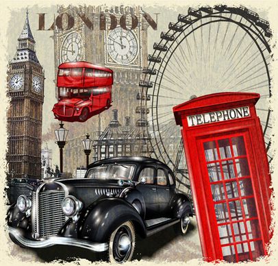 classic cars and travel vintage poster vector