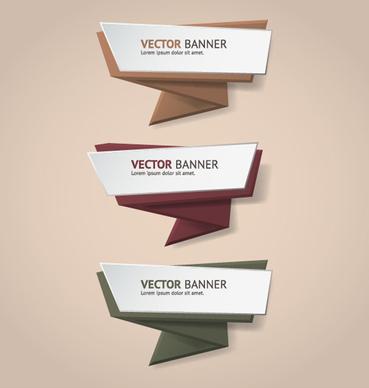 colored origami banners vectors