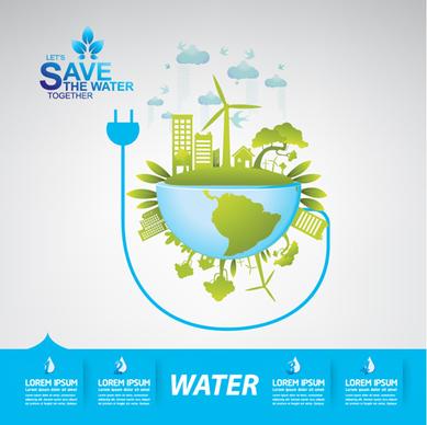 save water infographics template vector