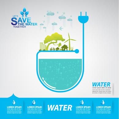 save water infographics template vector