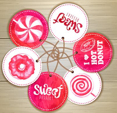 sweet dessert tags vectors