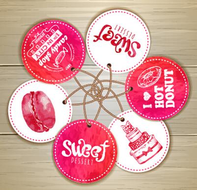 sweet dessert tags vectors