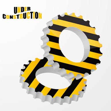 construction sign with gearwheel vector