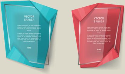 glass with origami business banners vector