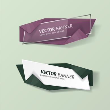 glass with origami business banners vector