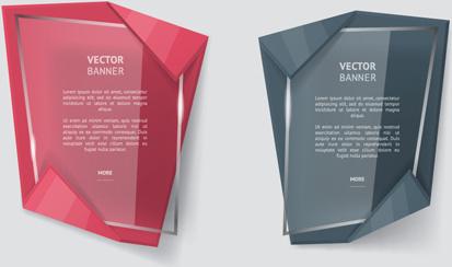 glass with origami business banners vector