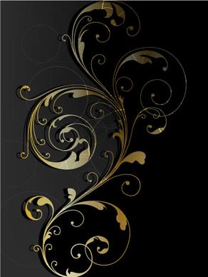 glossy golden floral ornaments vector background