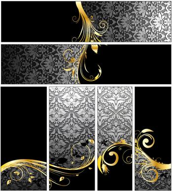 glossy golden floral ornaments vector background