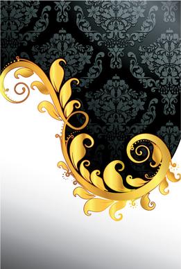 glossy golden floral ornaments vector background