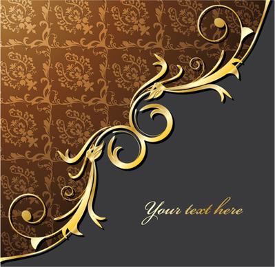 glossy golden floral ornaments vector background