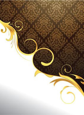 glossy golden floral ornaments vector background