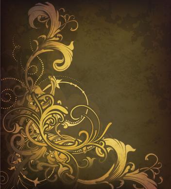 glossy golden floral ornaments vector background