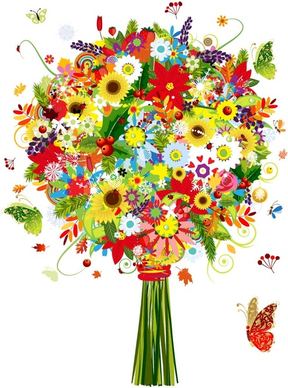 beautiful decoration flowers vector