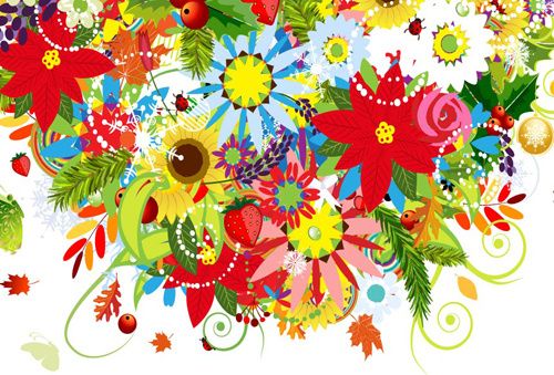 beautiful decoration flowers vector