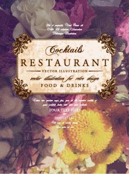 flower restaurant menu cover vintage styles vector