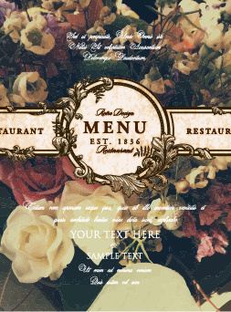 flower restaurant menu cover vintage styles vector