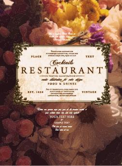 flower restaurant menu cover vintage styles vector